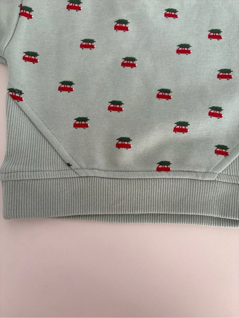 cloud island Baby Sweater in Light Gray with Red Car Print 0-3m